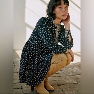 SEA x Sezane x Sea NY Navy and White Long Sleeve Dress